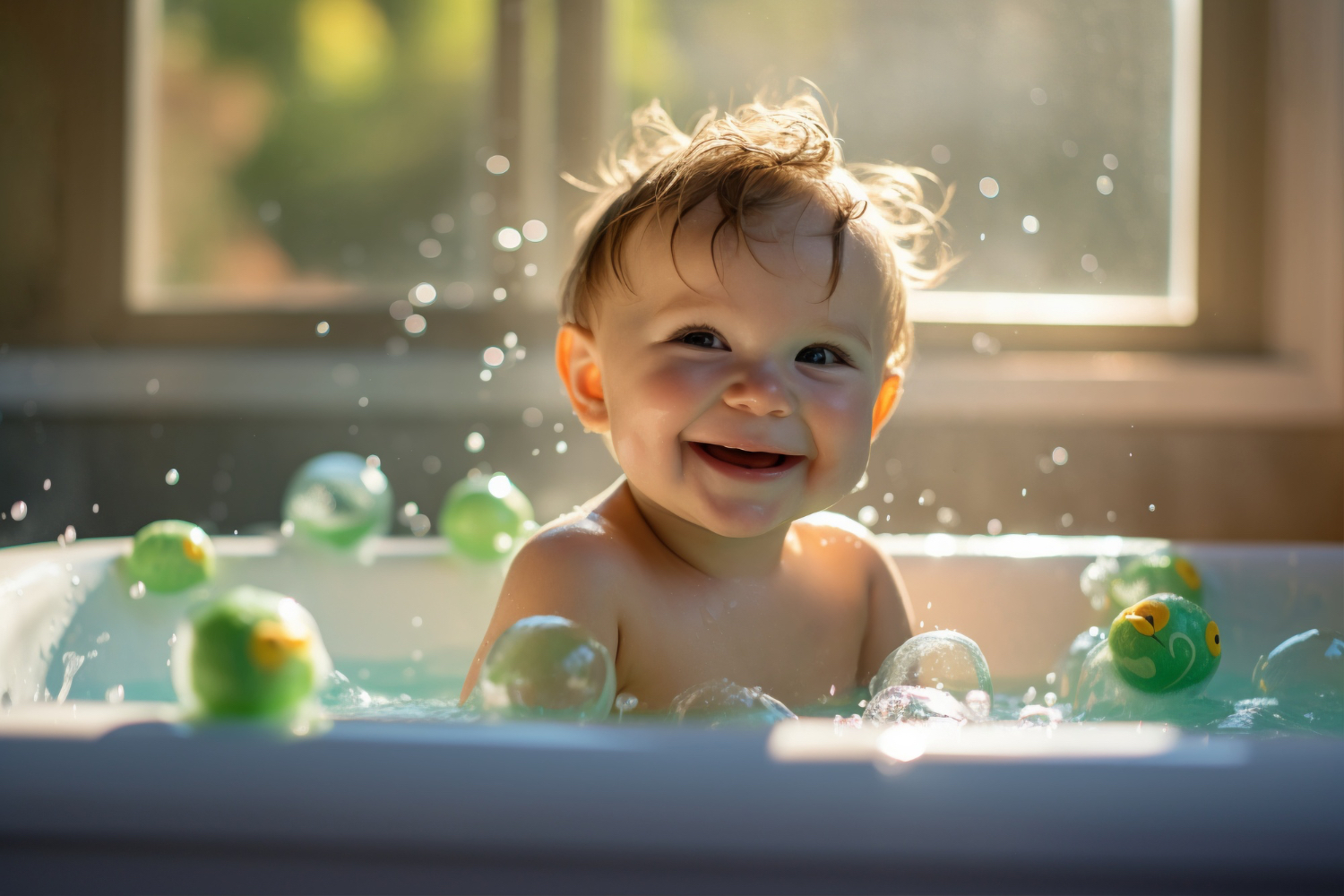 Bébé dans son bain